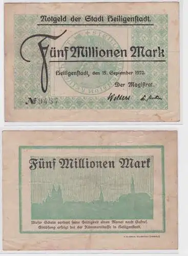 5 Millionen Mark Banknote Stadt Heiligenstadt 19.9.1923 (122128)