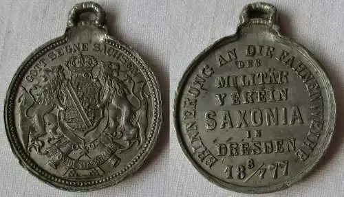 seltene Medaille Fahnenweihe Militär Verein Saxonia in Dresden 1877 (148207)