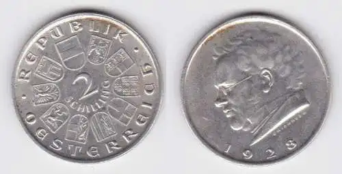 2 Schilling Silber Münze Österreich Schubert 1928 (140964)