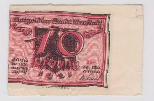 Fehldruck 10 Pfennig Banknote Notgeld Stadt Arnstadt 1921 (135709)