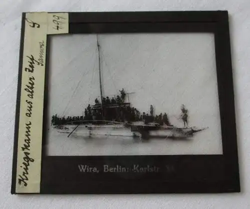 105171 seltenes Original Foto Glas Deutsche Kolonien Kriegsschiff 1910