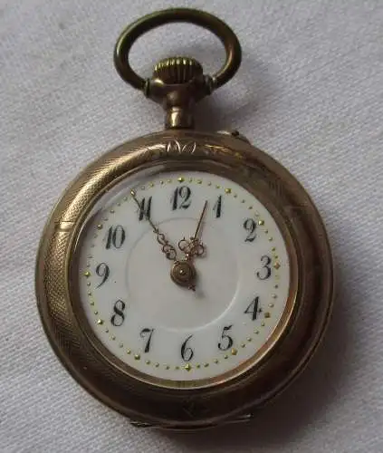 schöne Jugendstil Damen Taschenuhr Gold um 1910 (133857)