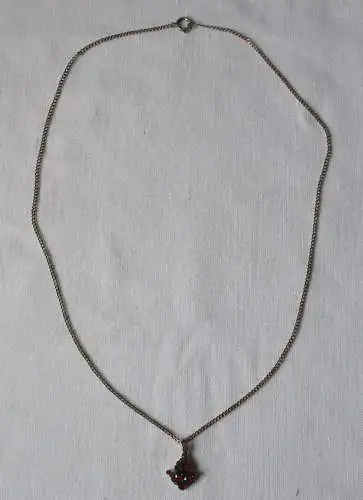 elegante vergoldete Kette mit Granatschmuck Anhänger um 1930 (154952)