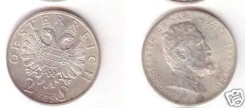 2 Schilling Österreich Dr. Karl Lueger 1935 vz