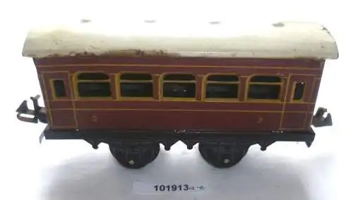 Modelleisenbahn Bing Werke Personenwagen braun Blech Spur 0 um 1930