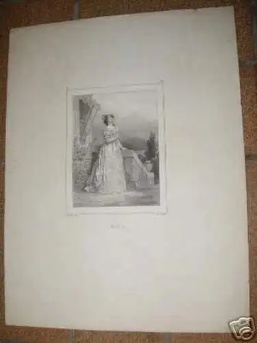 alter Stich "Nina" Litho C. Motte Paris