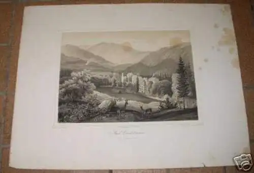 alte Lithographie "Bad Carlsbrunn" F.Kaliwoda