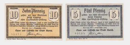 5/ 10 Pfennig Banknoten Notgeld Spar- & Leihkasse der Stadt Aurich 1918 (137380)