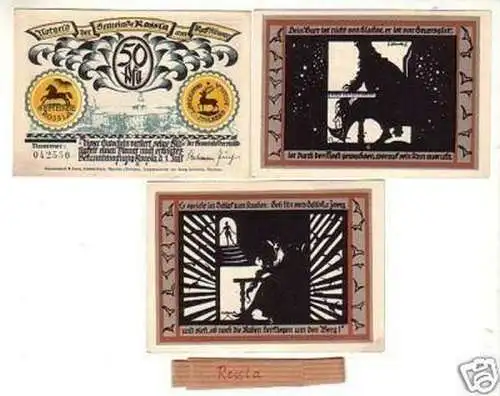 3 Banknoten Notgeld der Gemeinde Rossla Kyffhäuser 1921