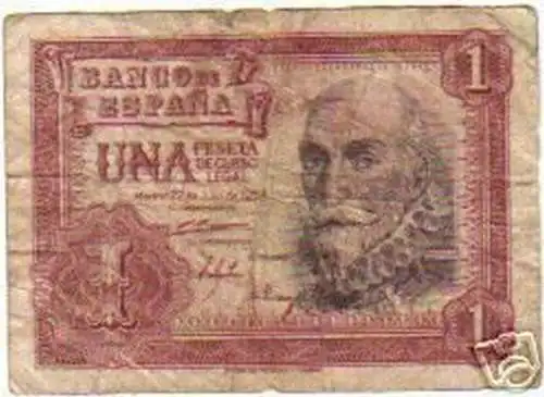 alte Banknote 1 Peseta Spanien 1953