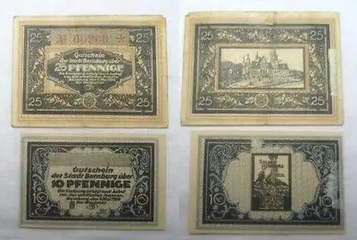 2 Banknoten Notgeld Stadt Bernburg 1920