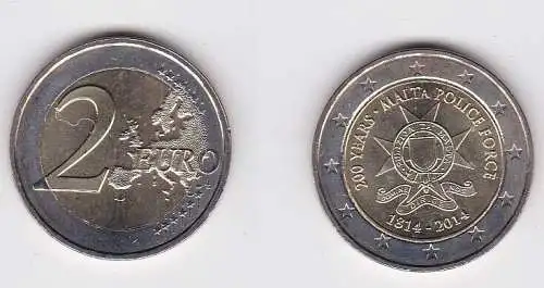 2 Euro Farb Münze Malta 200 Jahre maltesische Polizei 2014 (167433)