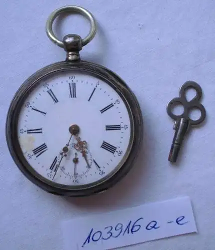 seltene Herren Taschenuhr 800er Silber mit Schlüsselaufzug um 1900 (103916)