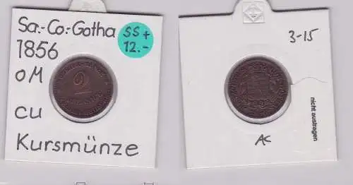 2 Pfennig Kupfer Münze Sachsen-Coburg-Gotha 1856 F (120568)