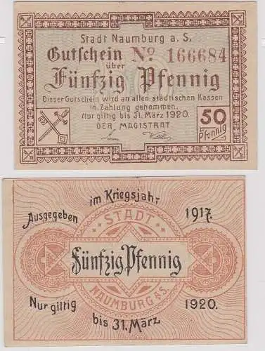 50 Pfennig Banknote Notgeld Stadt Naumburg a.S. 31.März 1920 (115106)