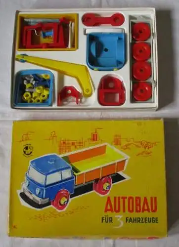 VEB Plastikspielwaren Tabarz DDR Autobau für 3 Fahrzeuge (116205)