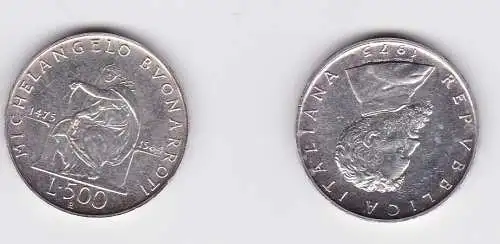 500 Lire Silber Münze Italien 1975 Michelangelo Buonarotti vz/Stgl. (103578)