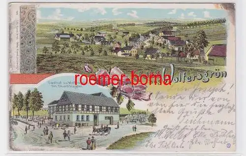 85699 Ak Lithographie Gruss aus Wolfersgrün Gasthof 1908