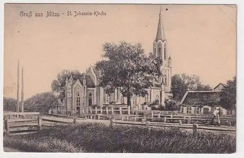 907900 Ak Gruss aus Mitau Jelgava - St. Johannis-Kirche um 1920