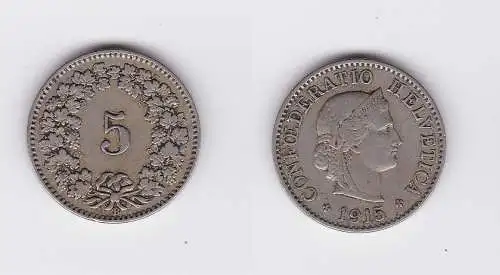 5 Rappen Kupfer Nickel Münze Schweiz 1915 B (117965)