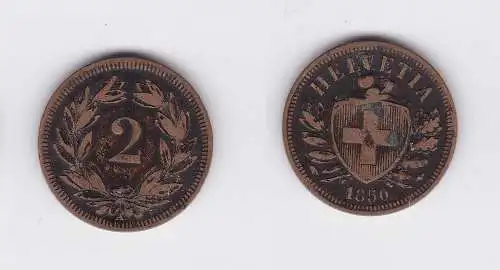 2 Rappen Kupfer Münze Schweiz 1850 A (118614)