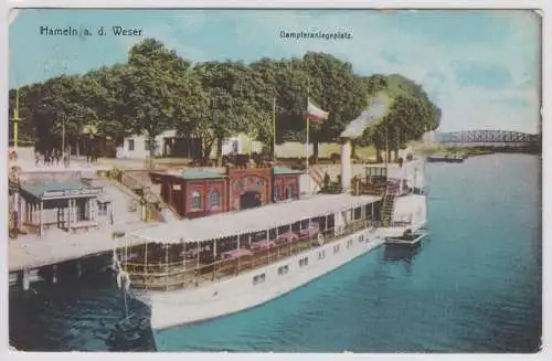 902465 Ak Hameln an der Weser Dampferanlegeplatz 1912