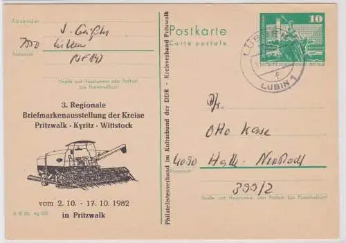 902227 GS Postkarte 3.Regionale Briefmarkenausstellung in Pritzwalk 1982