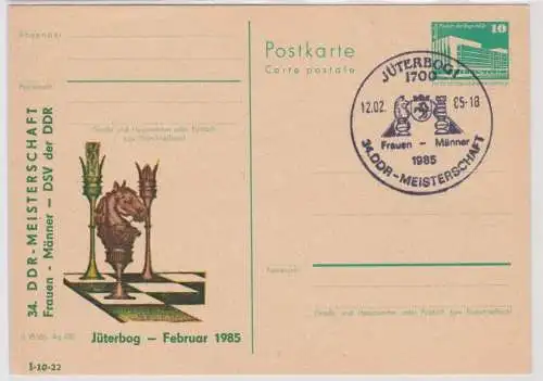 902219 GS Postkarte 34.DDR Schach Meisterschaften Jüterbog 1985