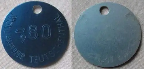 Aluminium Müllmarke DDR Müllabfuhr Teutschenthal blau 0,80 (132012)