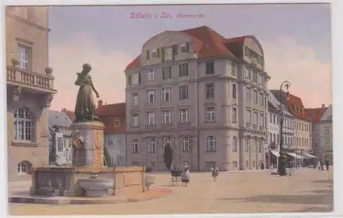 15143 Feldpost Ak Döbeln in Sachsen Obermarkt mit Springbrunnen 1916