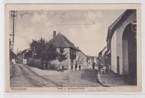 59187 Feldpost Ak Wanzleben Roß- und Schwanstrasse 1917