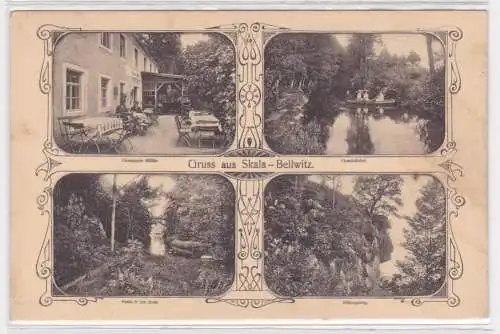 23987 Mehrbild Ak Gruß aus Skala Bellwitz Mühle, Gondelfahrt, Rittersprung 1928