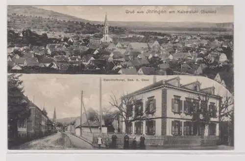 901075 Mehrbild Ak Gruß aus Ihringen am Kaiserstuhl Bahnhofhotel usw. 1918