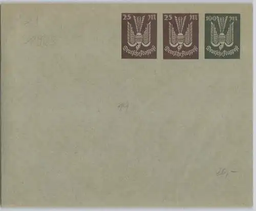 16371 DR Ganzsachen Umschlag PU mit 3 Marken deutsche Luftpost zu 200 Mark 1923