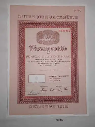 50 Mark Aktie Gutehoffnungshütte Aktienverein Oberhausen Januar 1982 (121383)