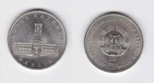 DDR Gedenk Münze 5 Mark Berlin Rotes Rathaus 1987 Stempelglanz (118866)