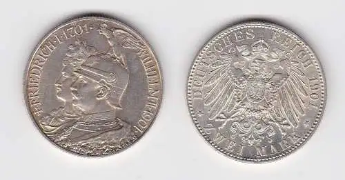 2 Mark Silbermünze Preussen 200 Jahre Königreich 1901 Jäger 105 vz (150088)