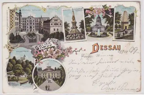 900880 AK Gruss aus Dessau - Pyramide, Schloss, Mausoleum, Denkmal 1899