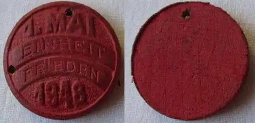 sehr frühes DDR Holz Abzeichen Medaille 1. Mai 1948 Einheit Frieden (121005)