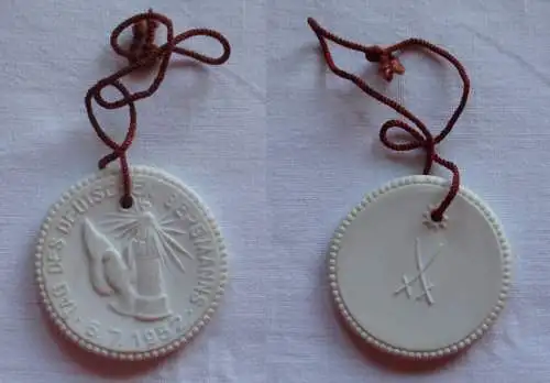 seltene DDR Porzellan Medaille Tag des deutschen Bergmanns 6. Juli 1952 (149220)