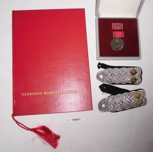 seltene DDR Hermann Duncker Medaille mit Originalurkunde & Etui 1983