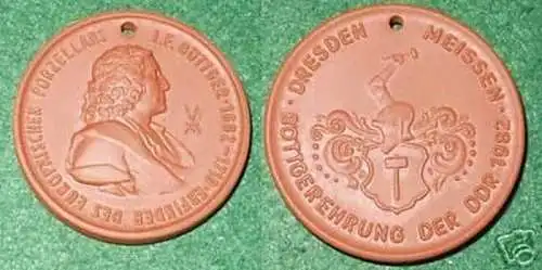 schöne Porzellanmedaille Böttgerehrung der DDR 1982