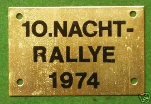 schöne DDR Plakette 10. Nacht Rallye 1974