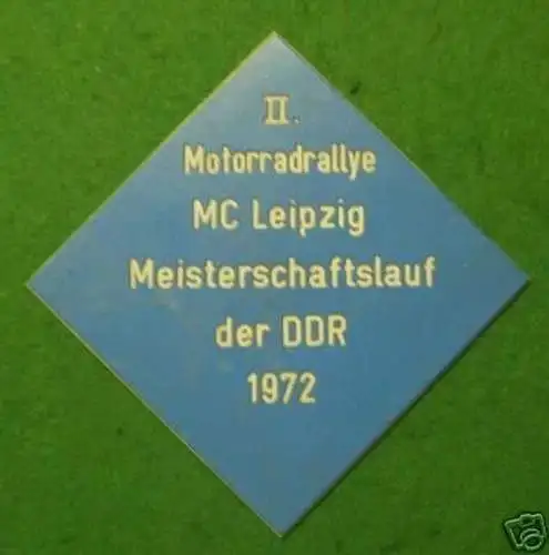 schöne DDR Plakette II. Motorrad-Rallye MC Leipzig 1972