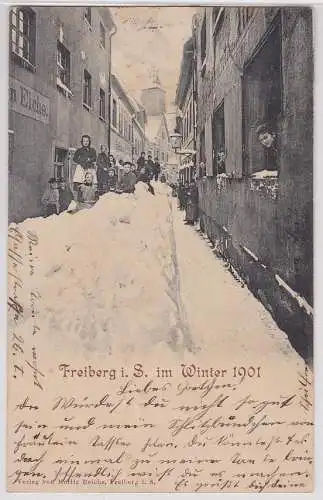 907942 Ak Freiberg in Sachsen im Winter 1901