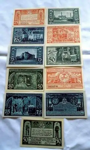 11 Banknoten Notgeld Stadt Leopoldshalle Bergbauserie 1921