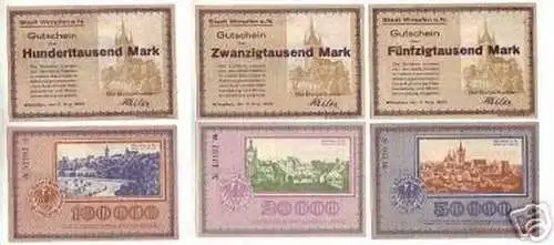 6 rare Banknoten Inflation Stadt Wimpfen a.N. 1923