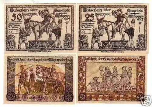 4 Banknoten Notgeld Gemeinde Wittgensdorf 1921