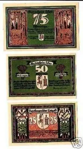 3 Banknoten Notgeld Gemeinde Darlingerode 1921