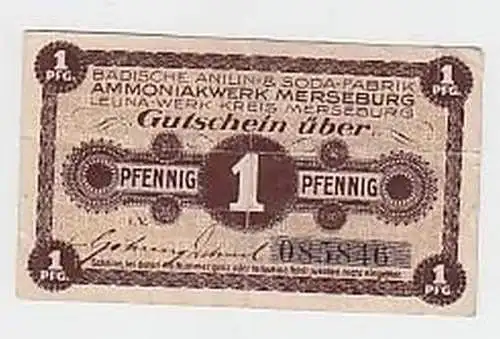 1 Pfennig Banknote Ammoniakwerk Merseburg um 1918